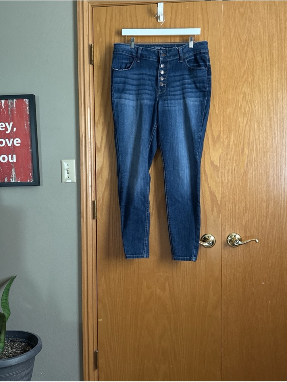 Maurices Dark Blue Button-Fly Jeggings